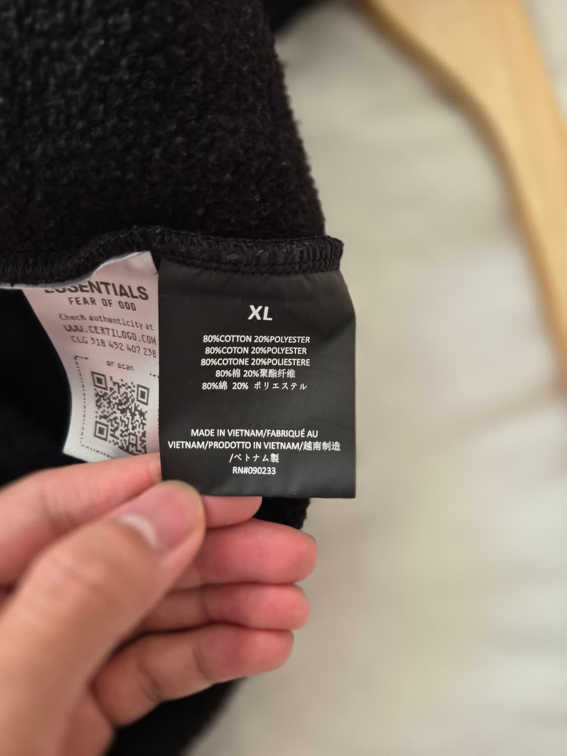피오갓 에센셜 후드 블랙 xl사이즈 상품이미지4