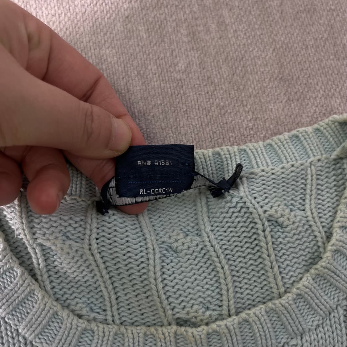 W95 폴로랄프로렌 스카이블루 꽈배기 니트 상품이미지4