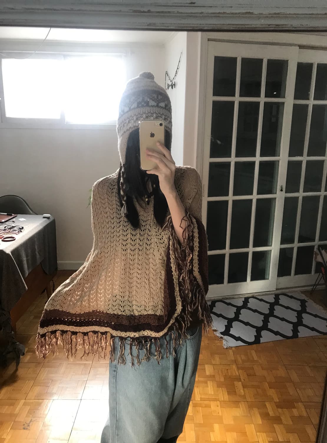vintage fringe knit cape 상품이미지4