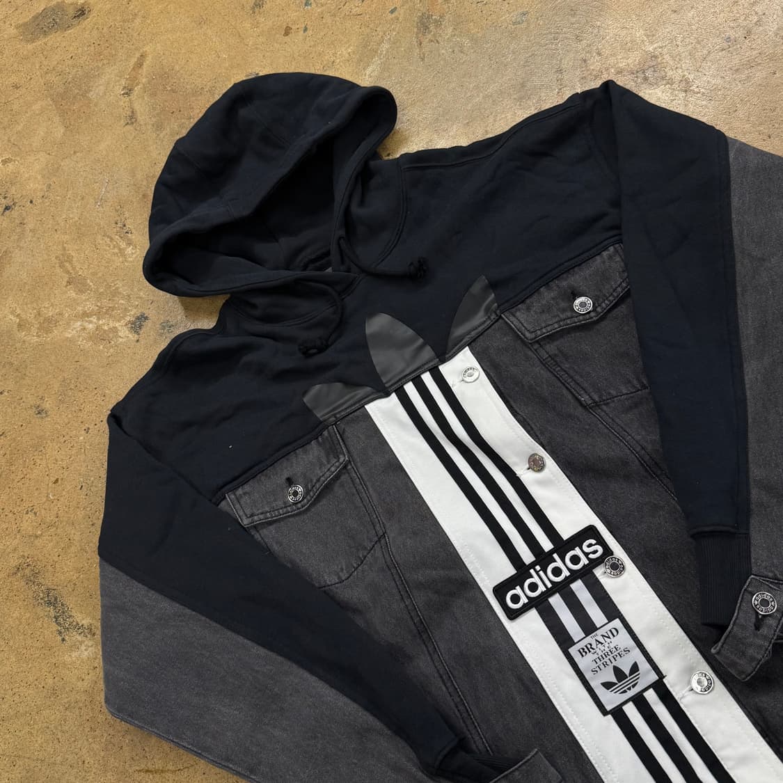 아디다스 아디브레이크 데님 하프 블랙 후드티 상품이미지1