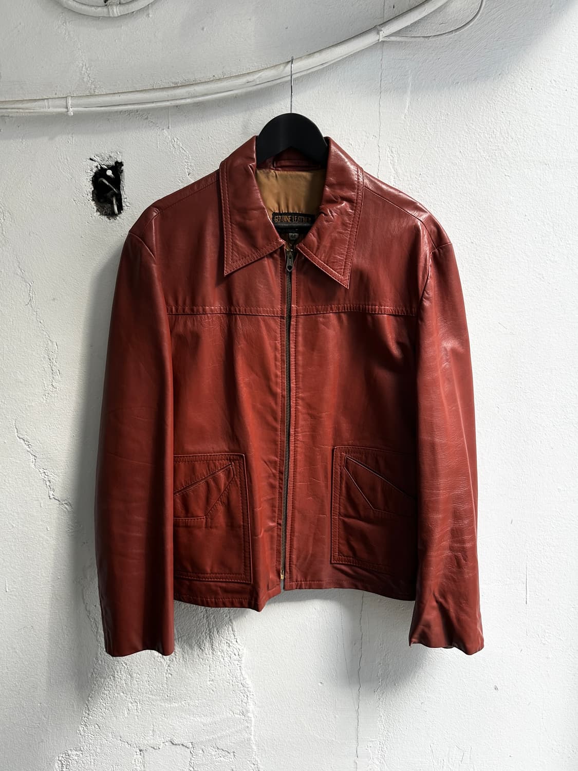 70's 빈티지 크롭 레더 자켓 히피 자켓 상품이미지1