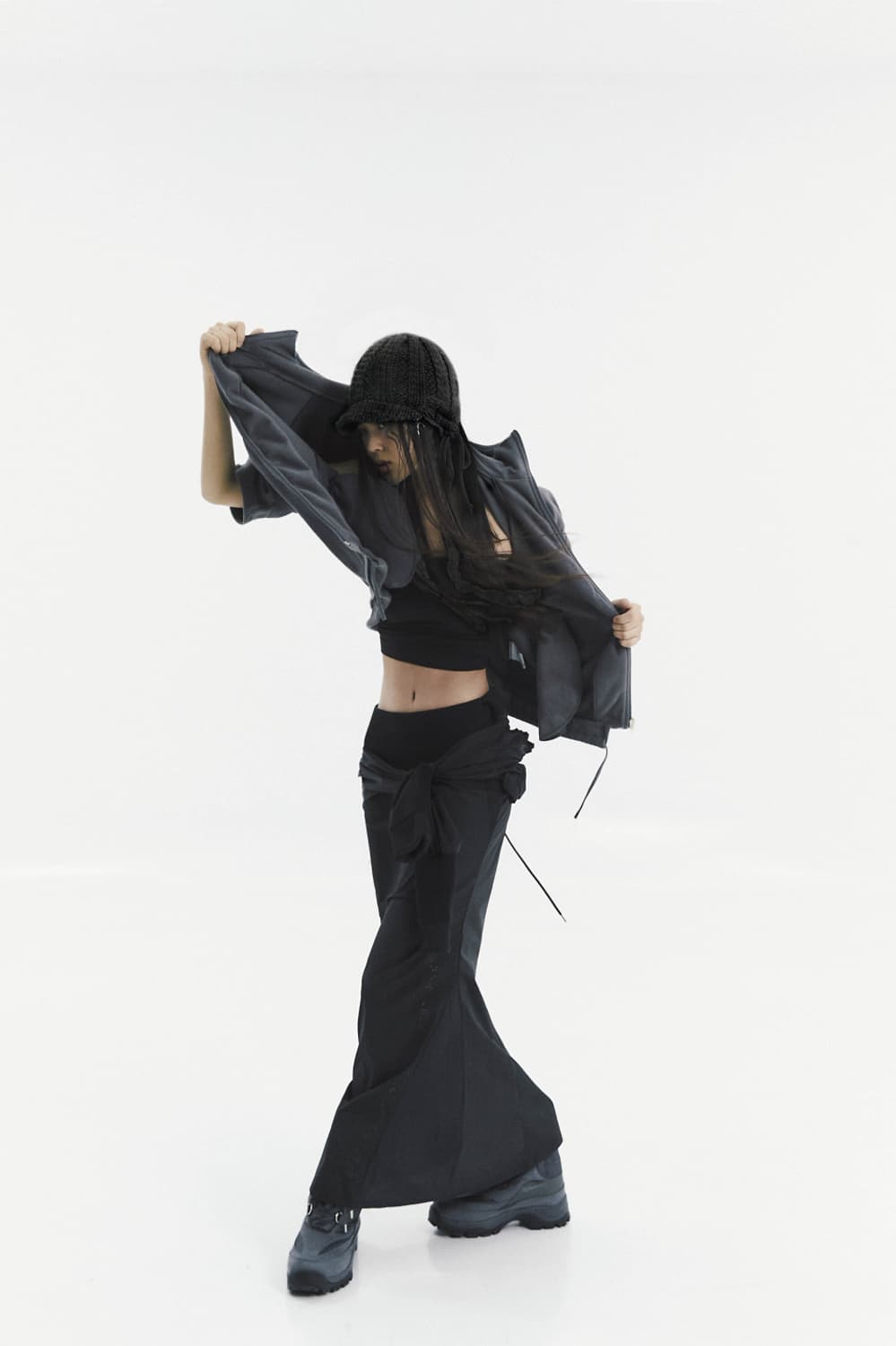 오호스 머메이드 2-way 오프숄더 스커트 원피스 롱드레스 블랙 나일론 상품이미지3