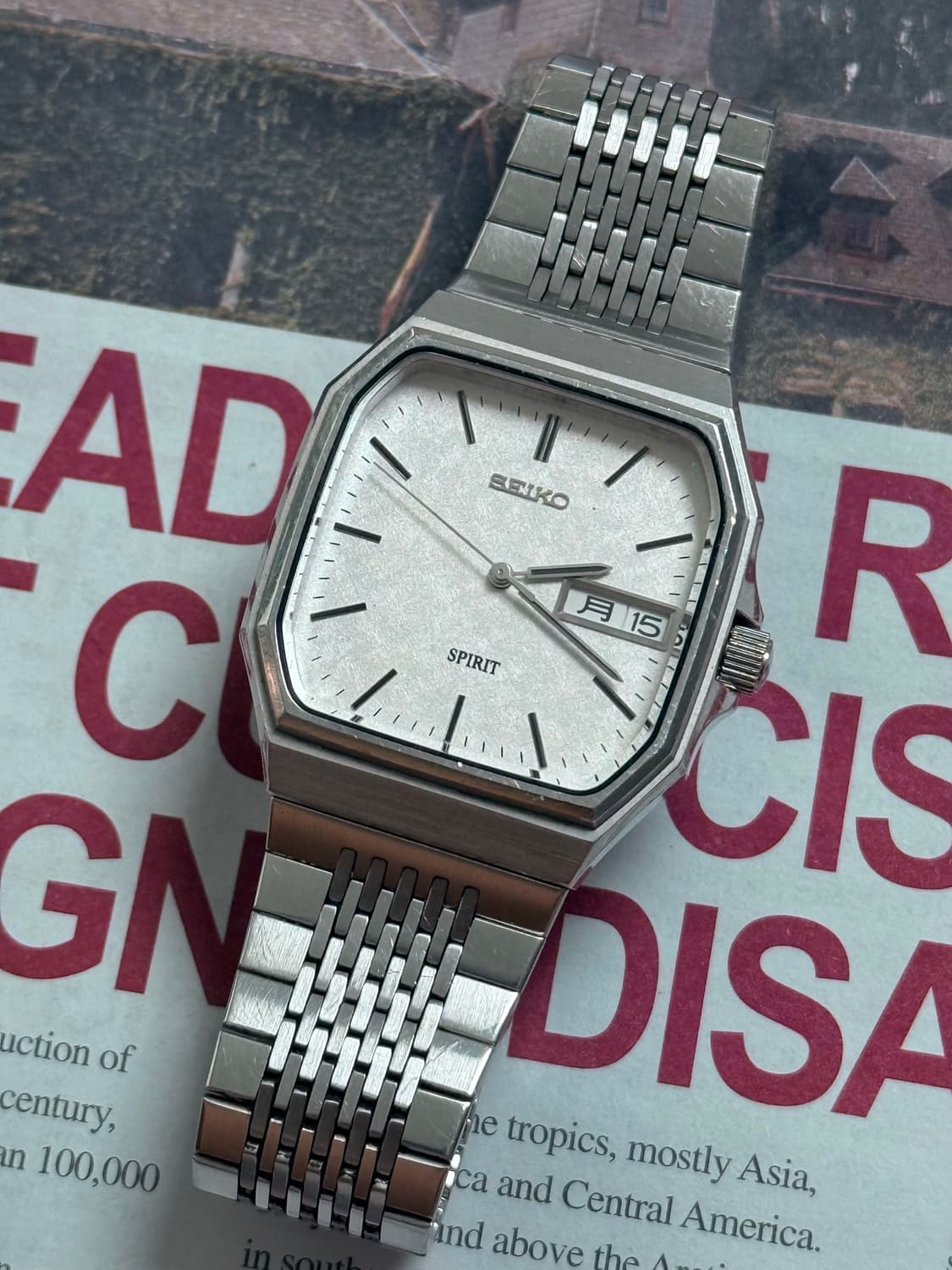 Seiko 세이코 쿼츠 SPRIT 스퀘어 스노우 플레이크 Day-Date 상품이미지1