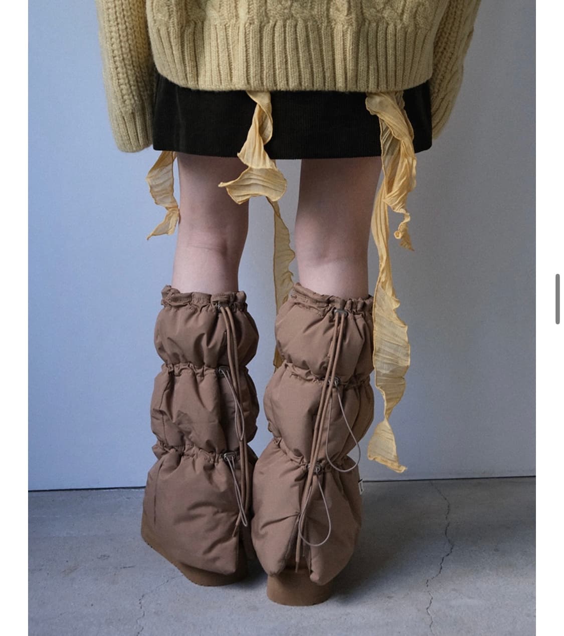 락피쉬 퍼프패딩 레그워머 코코아 상품이미지2