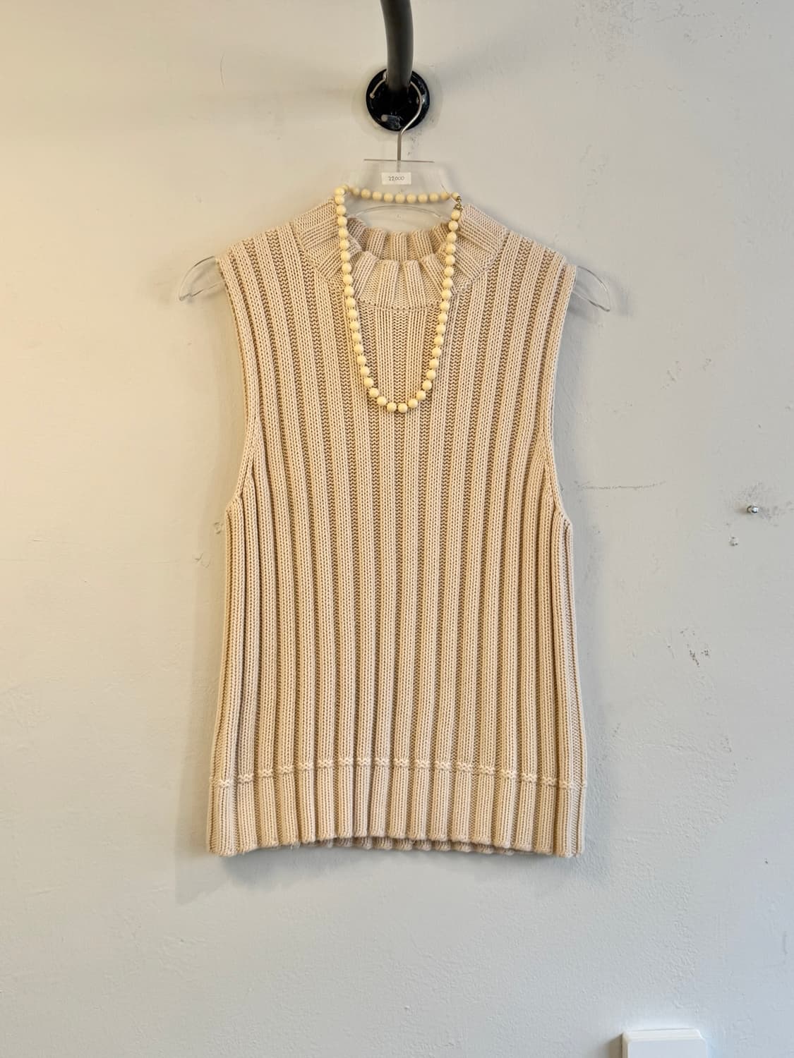 아이보리 골지 니트 베스트 상품이미지1