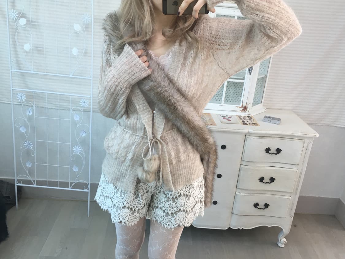 일본빈티지 핑크베이지 페어리가디건 상품이미지2