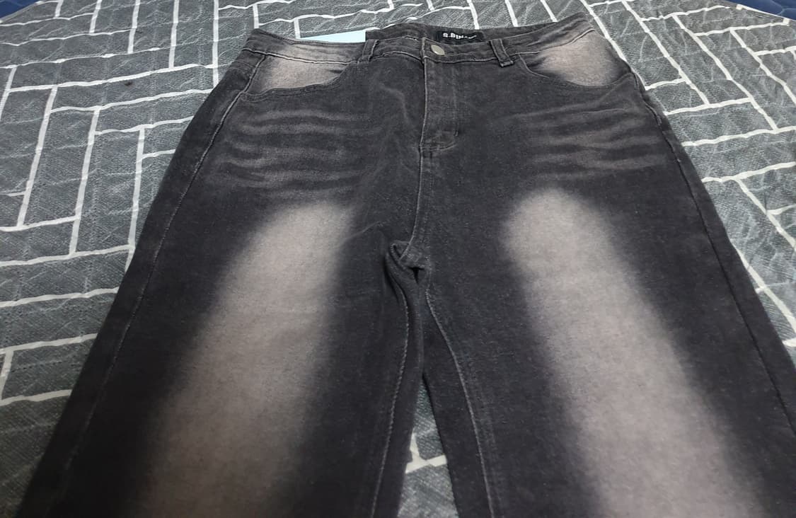 새상품 S-BIN JEANS 빈티지 워싱 세미부츠컷 데님팬츠 흑청(XL) 상품이미지2