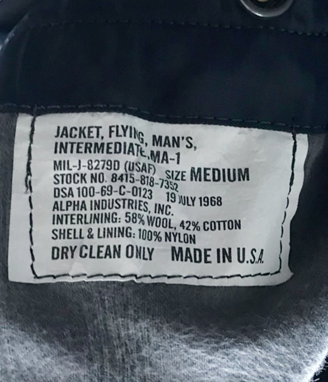 ALPHA INDERSTRIES 1968 MA-1 상품이미지5