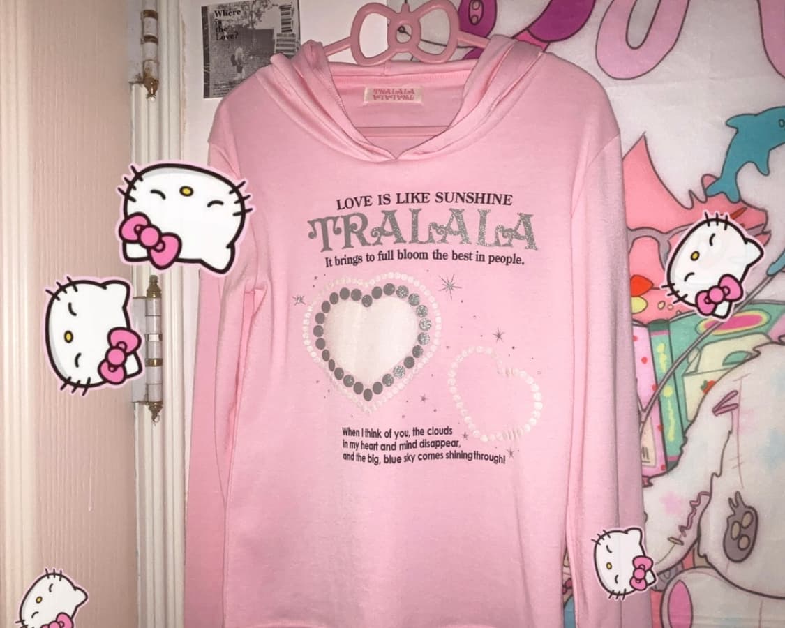 트랄라라 딸기우유 핑크 후드티 상품이미지1