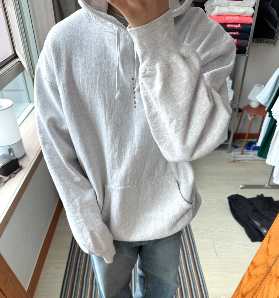 슈프림 마이크로 로고 후드티 상품이미지1