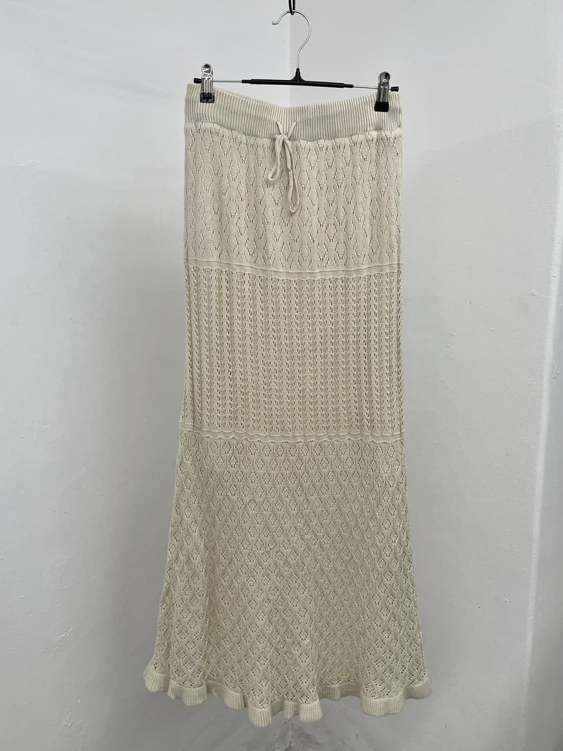 아이보리 니트 짜임 롱 스커트 상품이미지1
