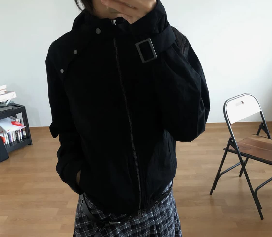 플레이스 스튜디오 하이넥 스탠다드 스트랩 비조 포인트 블루종 집업 자켓 상품이미지1