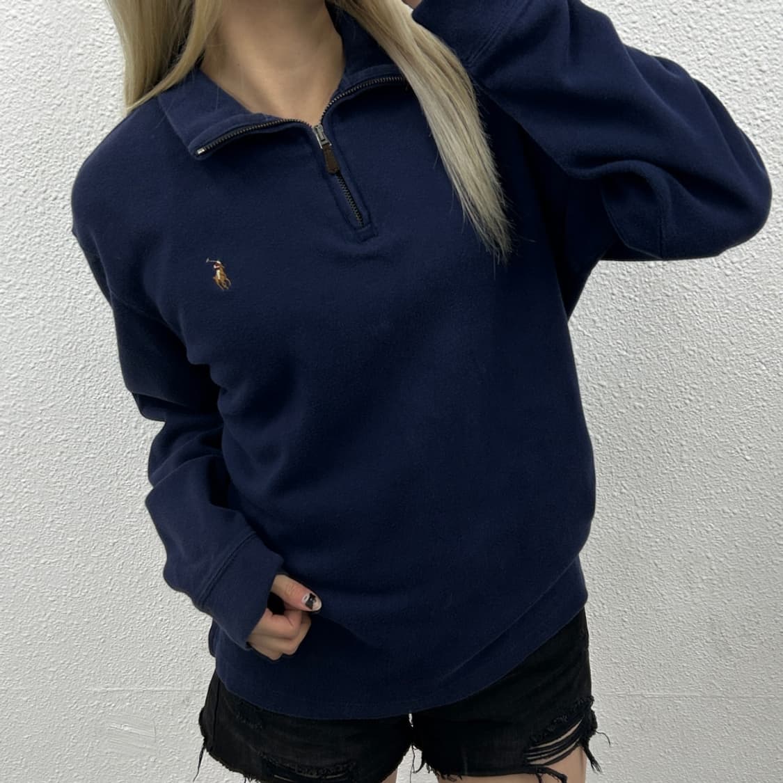 폴로 랄프로렌 옥스포드 네이비 반집업 니트 L 상품이미지1