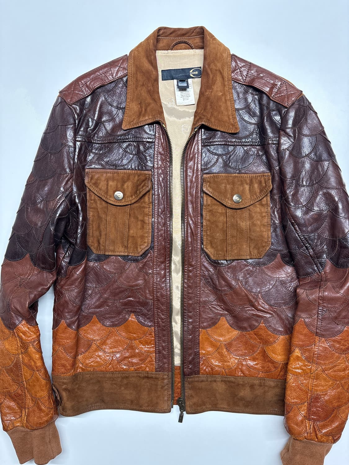 저스트 카발리 09ss 피쉬 스케일 레더 자켓 상품이미지3