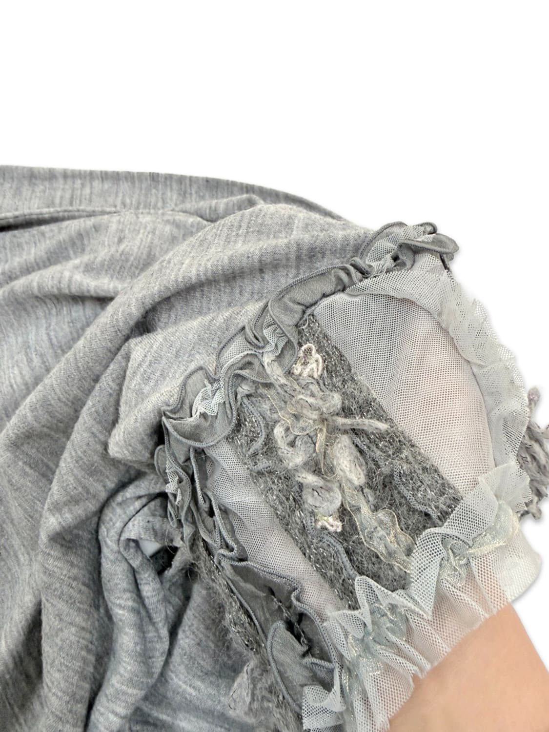 빈티지 그레이 레이스 프릴 셔링 긴팔티 상품이미지4