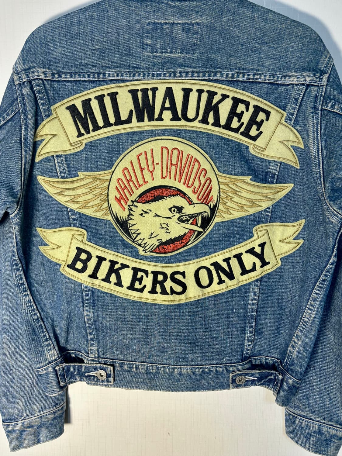 90s 할리데이비슨 빅로고 데님 트러커 자켓 빈티지 상품이미지2