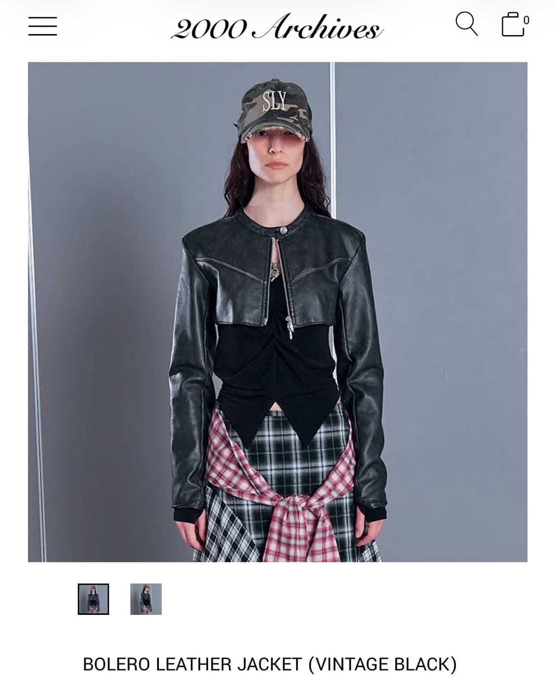 2000 Archives 아카이브스 볼레로 레더 크롭 자켓 상품이미지2
