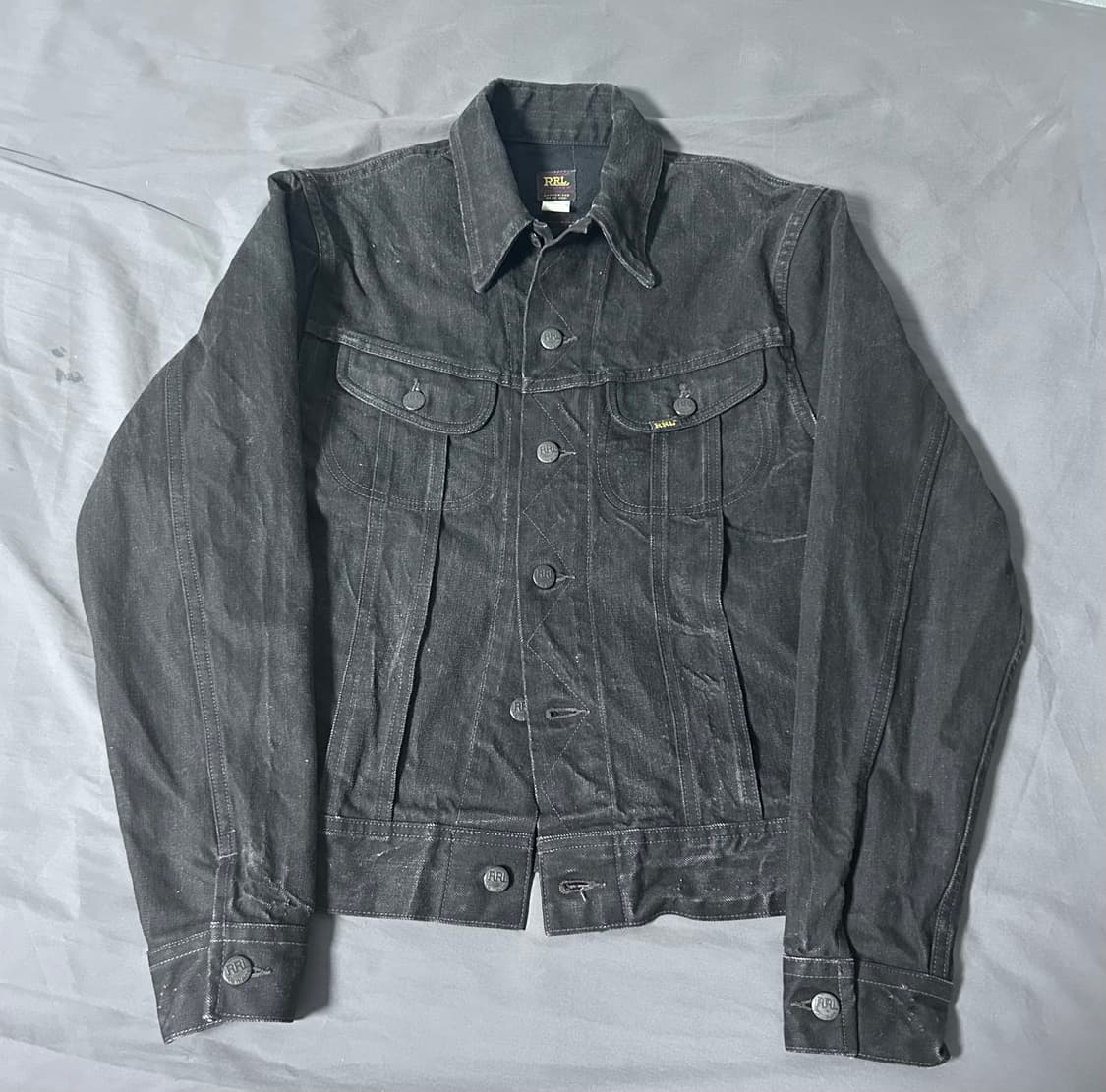 RRL LOT 271 블랙 흑청 데님 트러커 자켓 S 상품이미지1