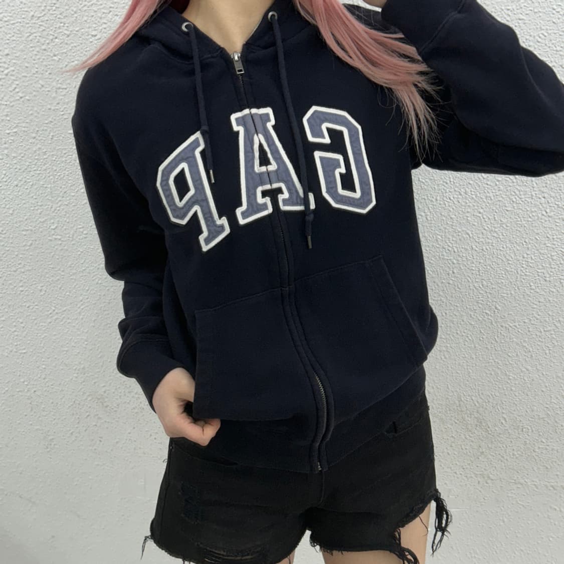 갭 패치로고 네이비 후드집업 XS 상품이미지1