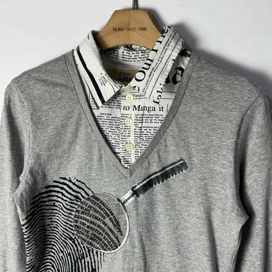 [John Galliano] 존 갈리아노  프린팅 레이어드 V넥 롱슬리브 상품이미지3