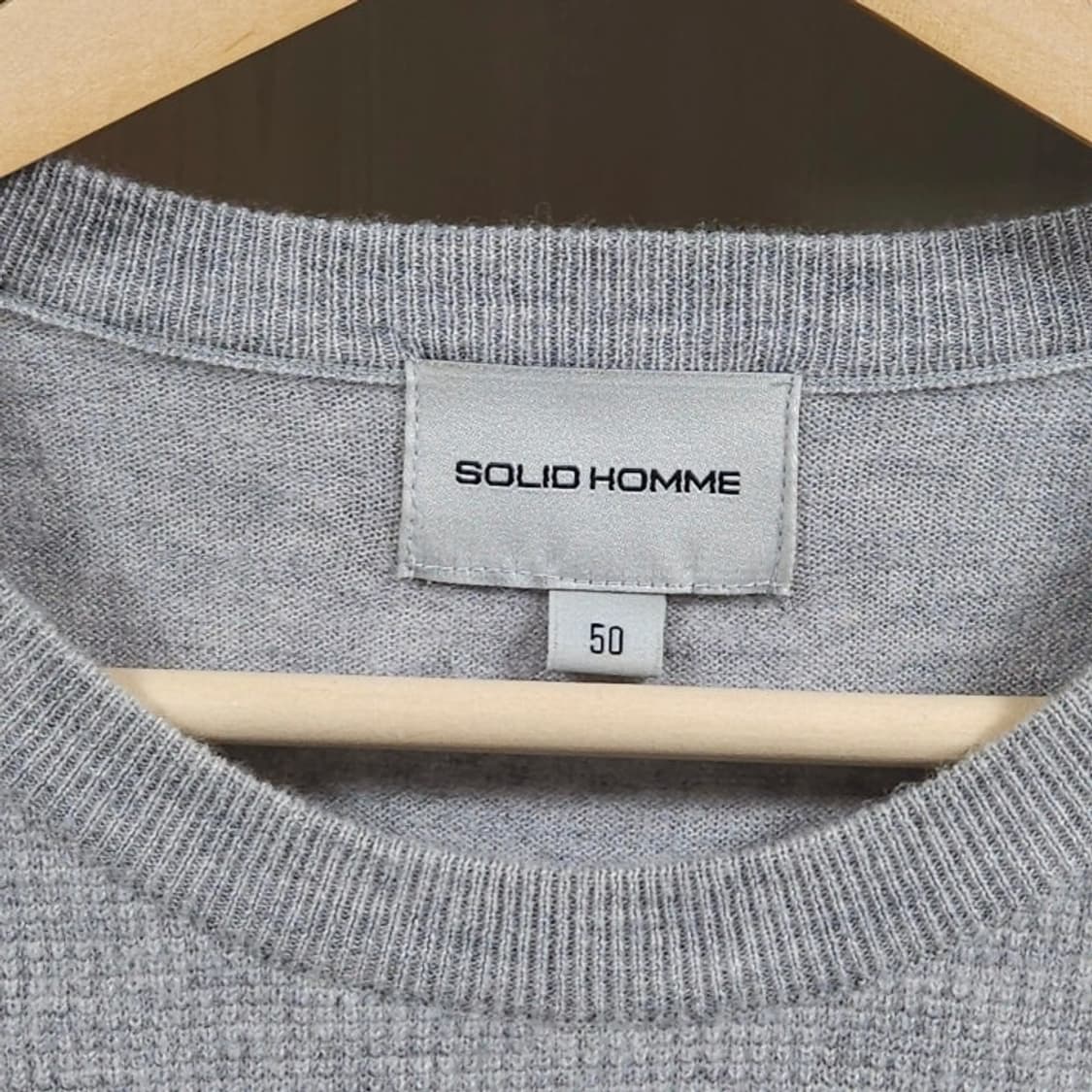 105)SOLID 솔리드옴므 캐시미어 와플 니트 그레이 상품이미지4