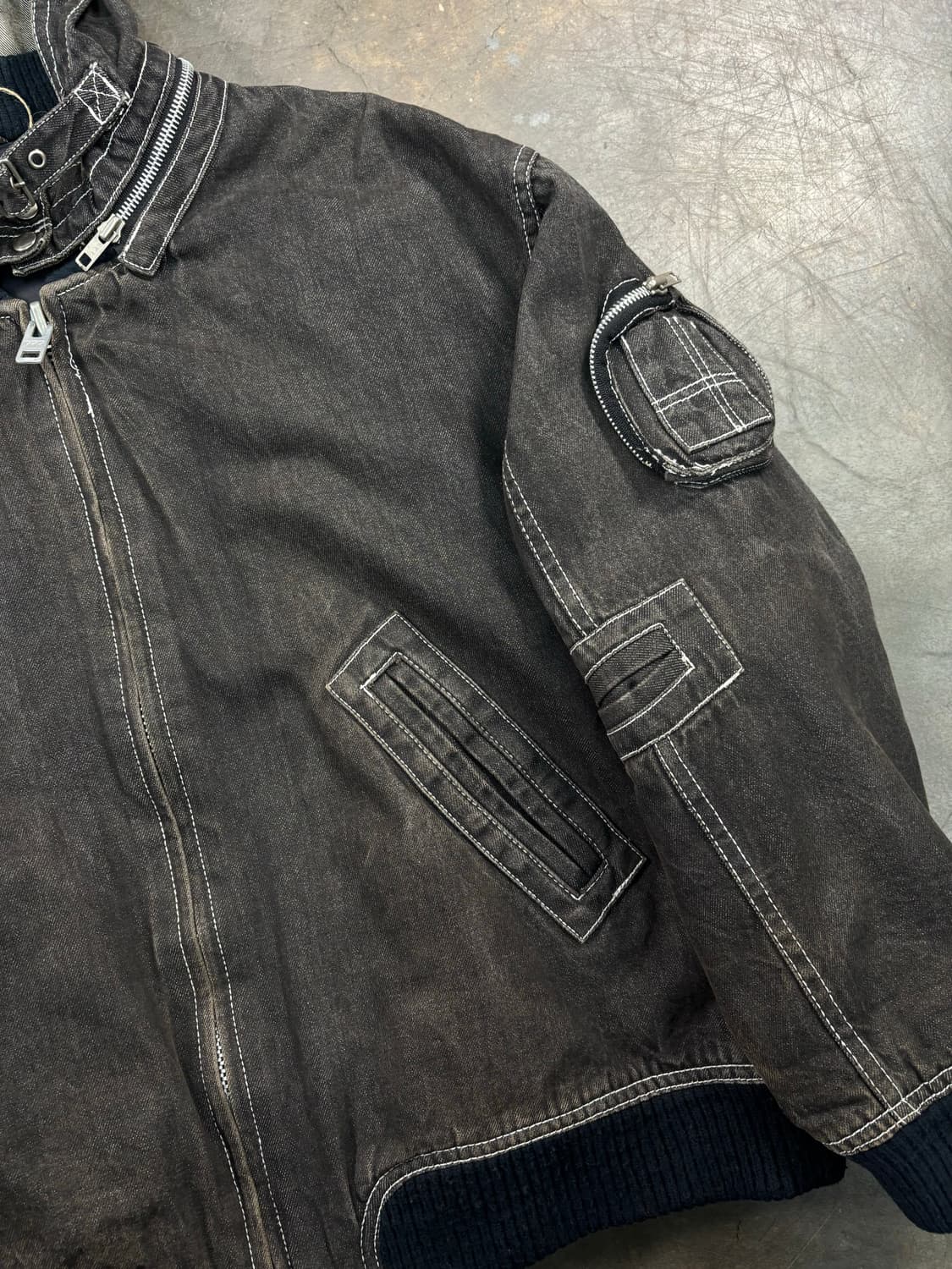 빈티지 데님 암포켓 퀼팅 자켓 상품이미지2