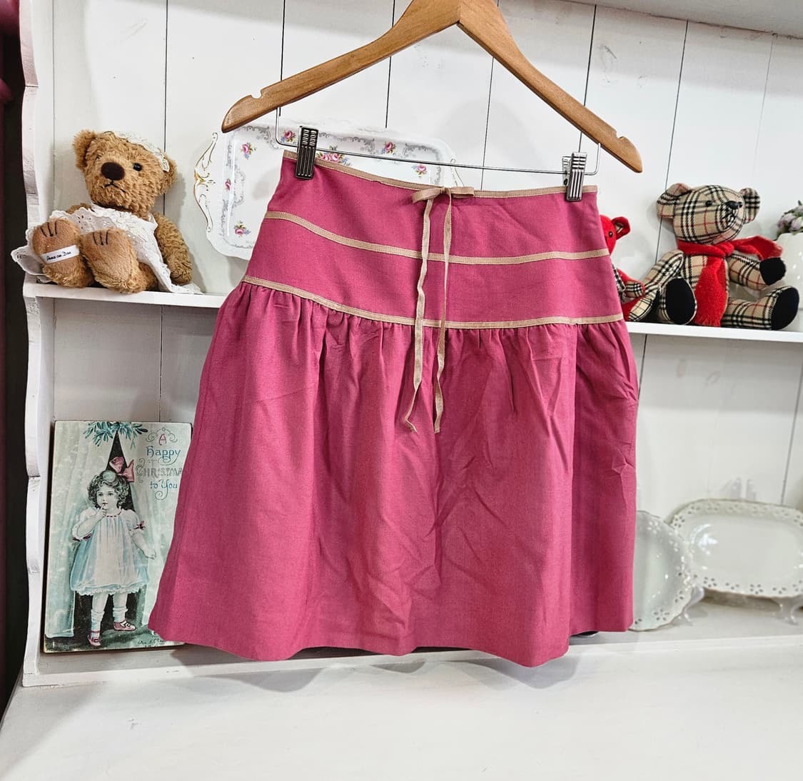 0327 핑크 리본 플레어 스커트 상품이미지2