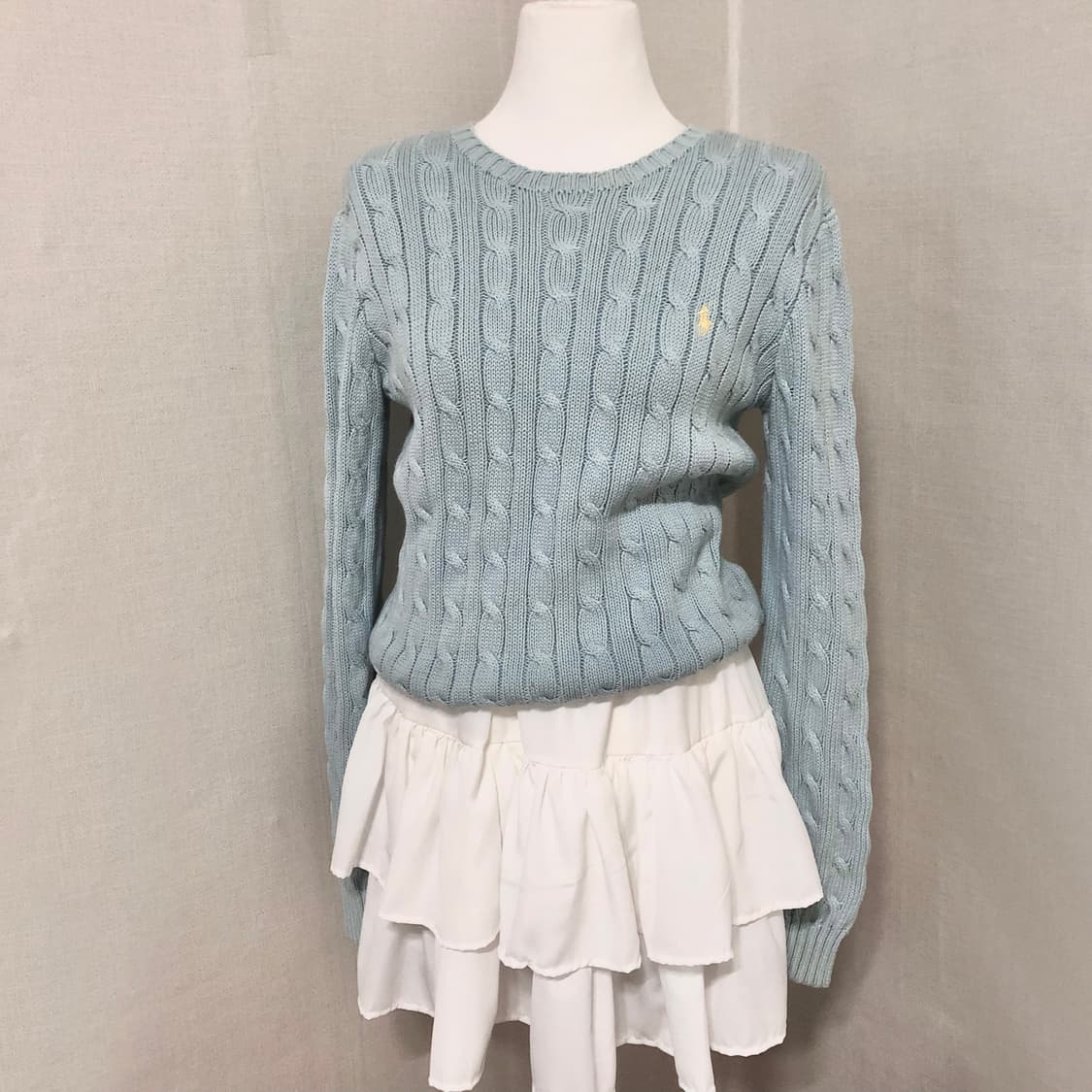 폴로 연하늘 꽈배기 니트 S 상품이미지1