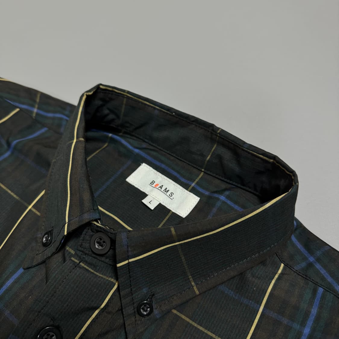 빔즈(BEAMS DoT) 브라운 믹스 체크 패턴 혼방 빅실루엣 셔츠 상품이미지3