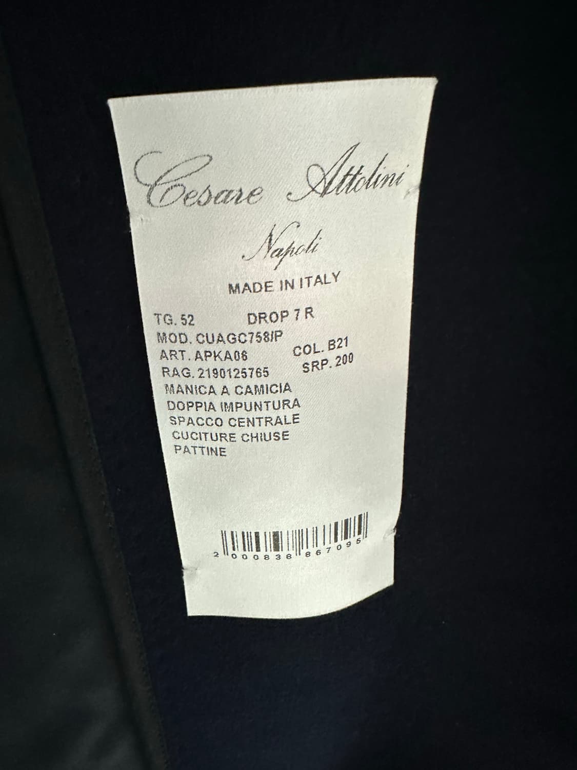 체사레 아톨리니 캐시 100 다크네이비 폴로코트 상품이미지4