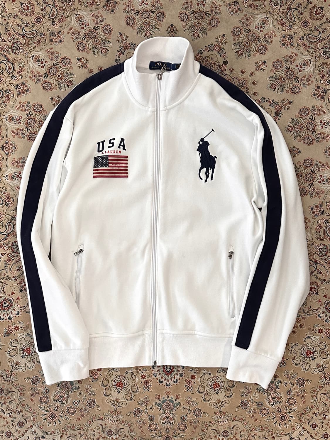폴로 랄프로렌 화이트 USA 성조기 빅포니 집업 상품이미지3