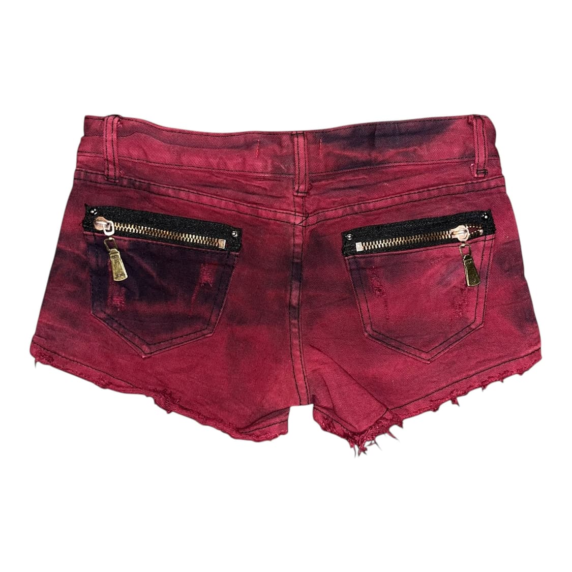 데미지 포인트 레드데님숏팬츠 갸루y2k펑크 상품이미지3