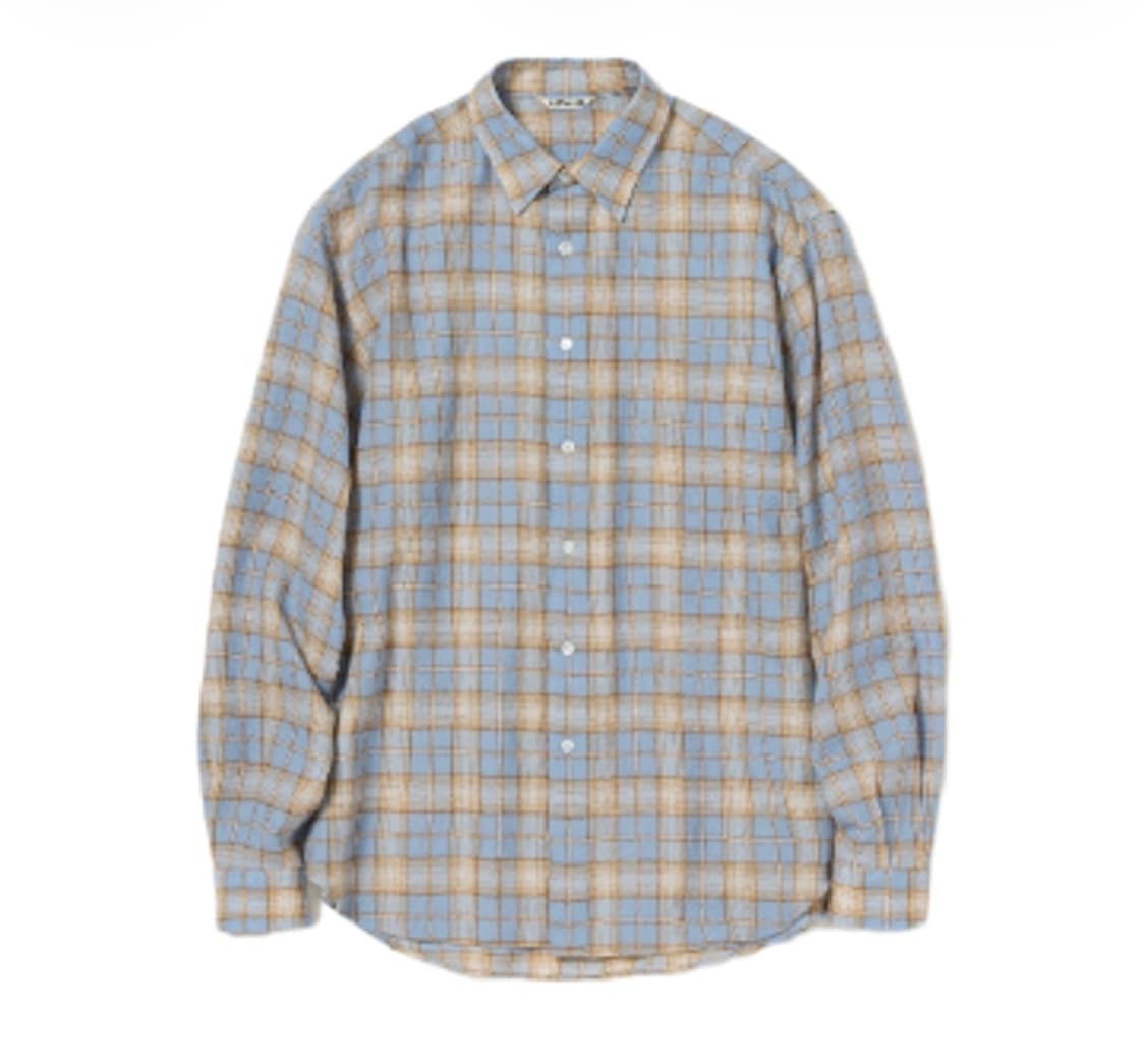 [4] 오라리 에어리 울 체크 셔츠 라이트 블루 베이지 상품이미지1