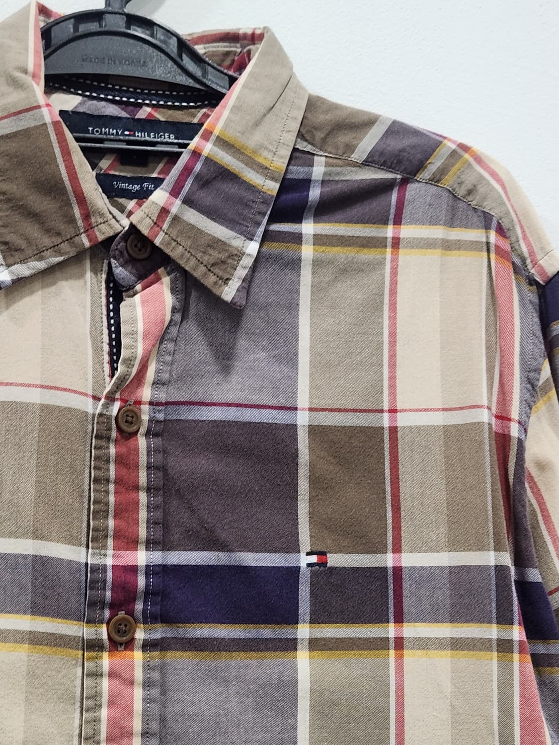 [90-95] 타미힐피거 빈티지핏 체크셔츠 남성 S 90-95 상품이미지3