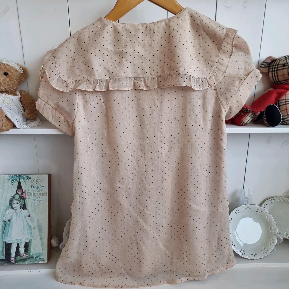 세일러카라 프릴 도트 블라우스 상품이미지5