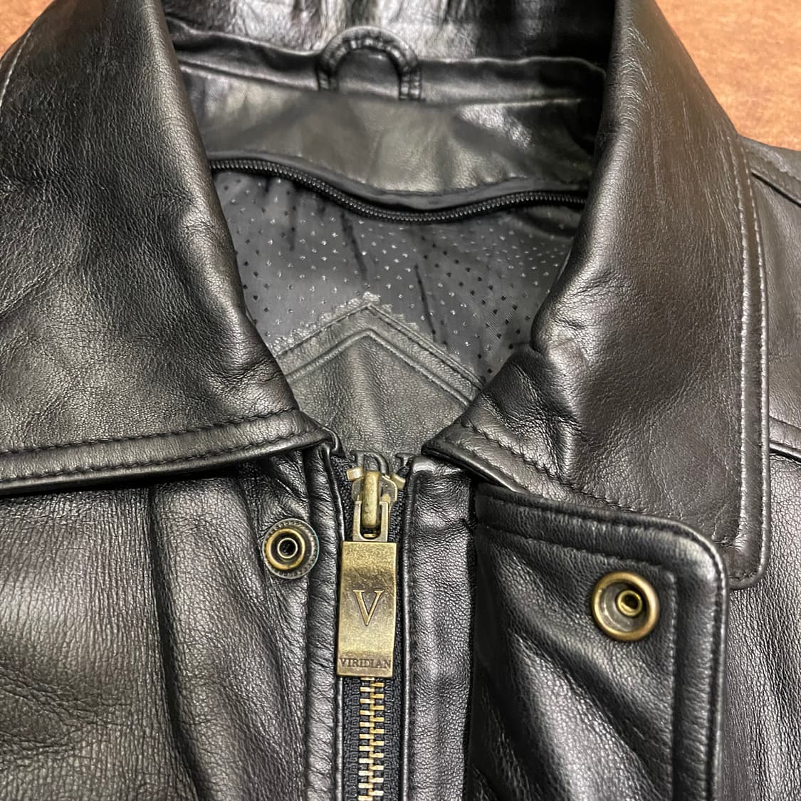 90's Viridian leather car coat 상품이미지2
