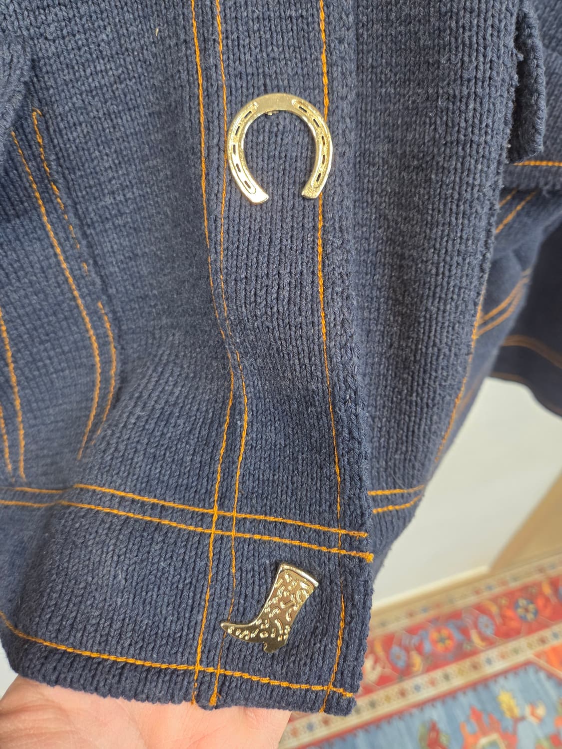 자라 여성 웨스턴 스냅버튼 스티치 니트 자켓 L 상품이미지6