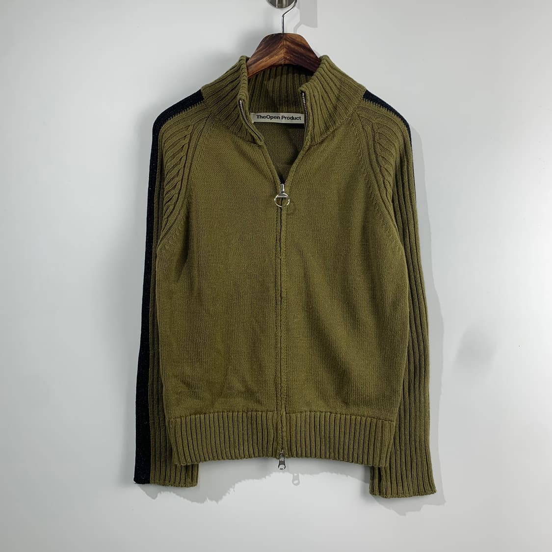 더오픈프로젝트(오픈와이와이) 카키 투웨이 가디건 니트 집업 상품이미지2