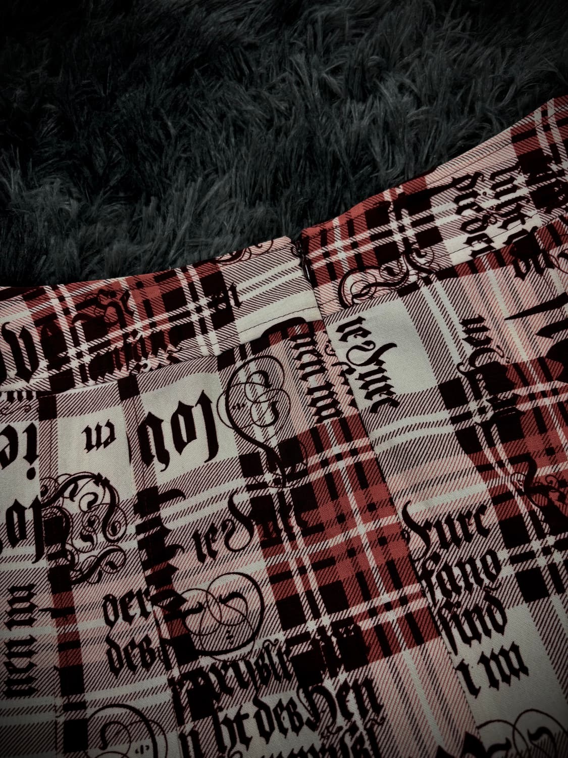 레드 체크 레터링 펑크 레이스플리츠 스커트 상품이미지8