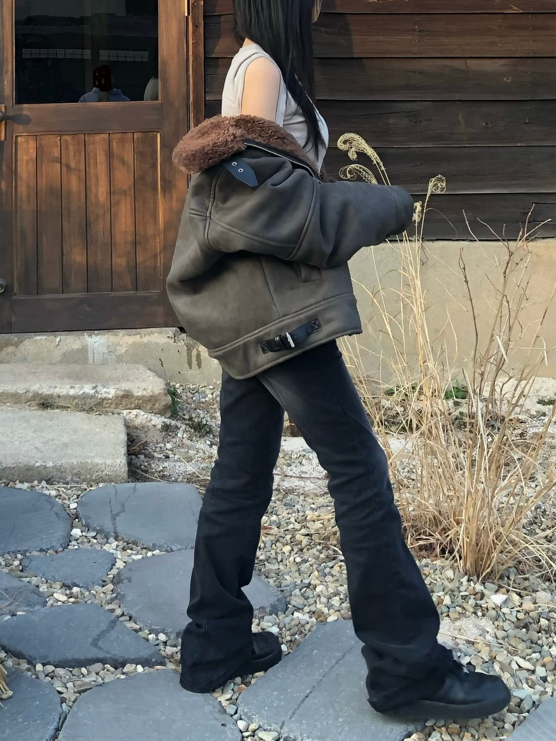 밀로우먼 빈티지 크랙 시어링 자켓 상품이미지6