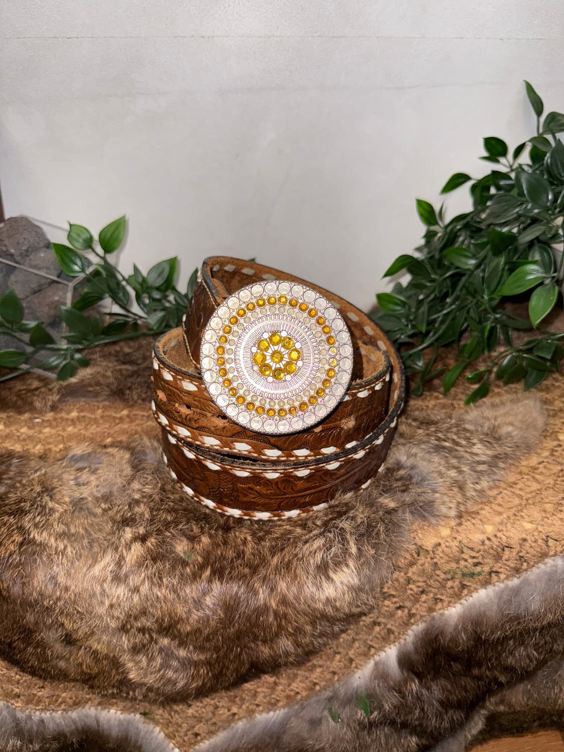 Yellow brown oriental bold buckle belt 상품이미지2
