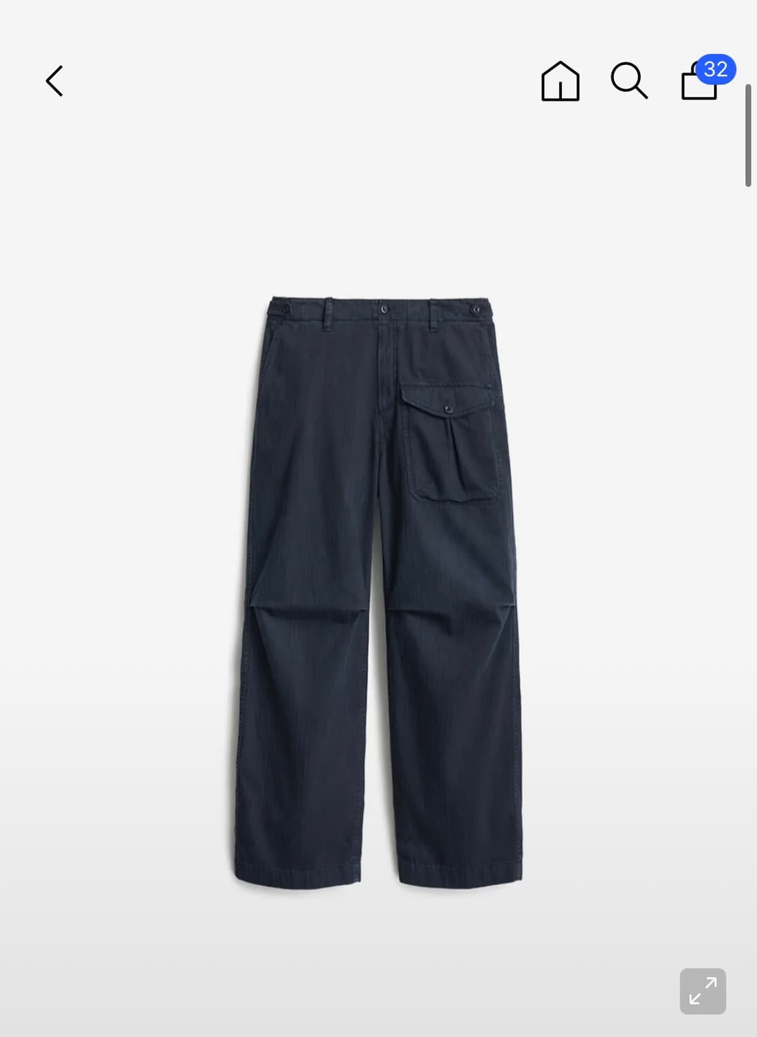 포터리 코튼 헤링본 오버다이드 콜로넬 팬츠 네이비 4사이즈 상품이미지3