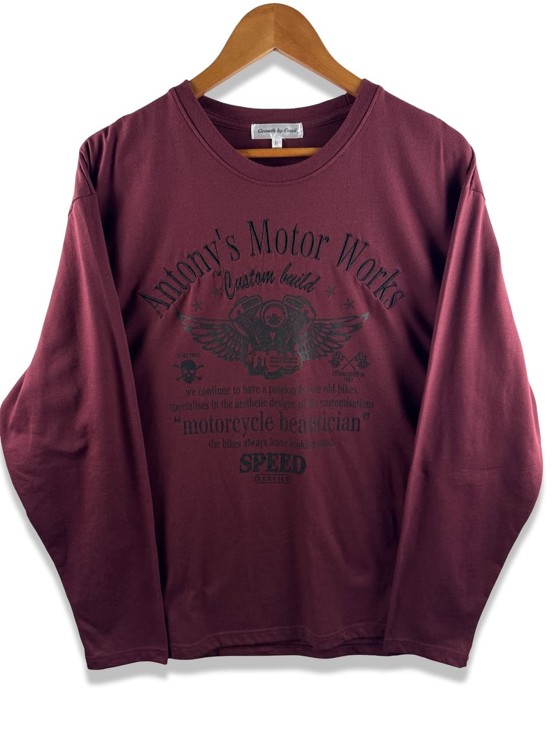 JPN Y2K 버건디 자수 롱슬리브2868 상품이미지1