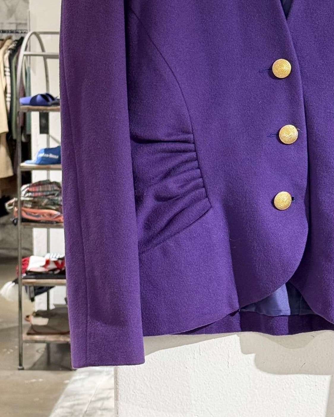 랑방 퍼플 라나울 캐시미어 혼방 셔링 자켓 상품이미지4