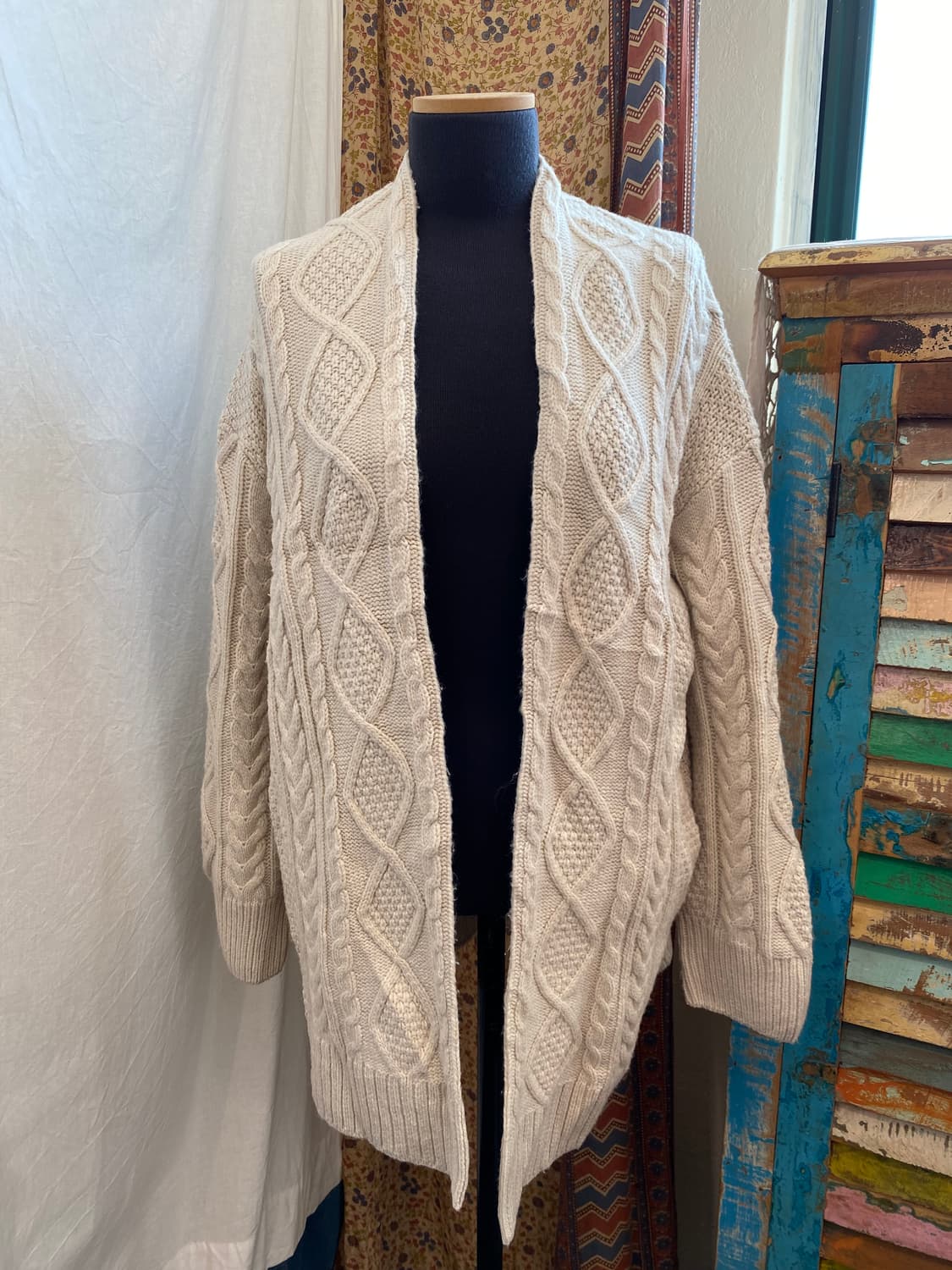 GU 화이트 니트 오픈가디건(XL) 상품이미지1