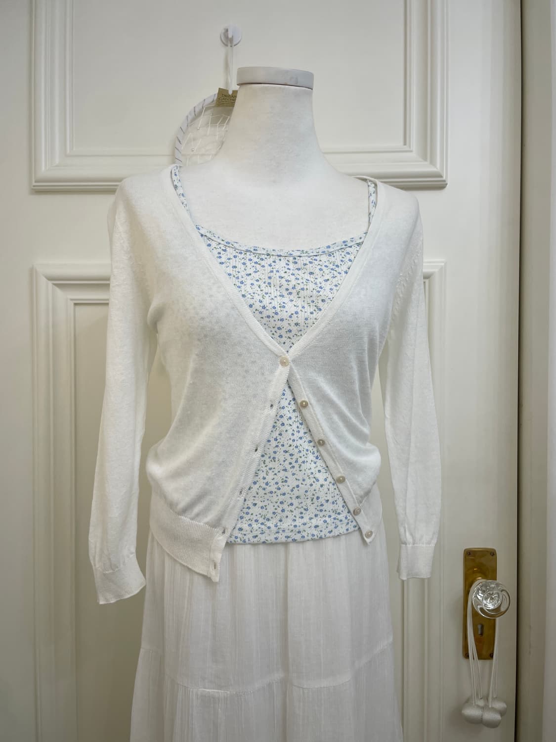 white blue flower pure top set 상품이미지1
