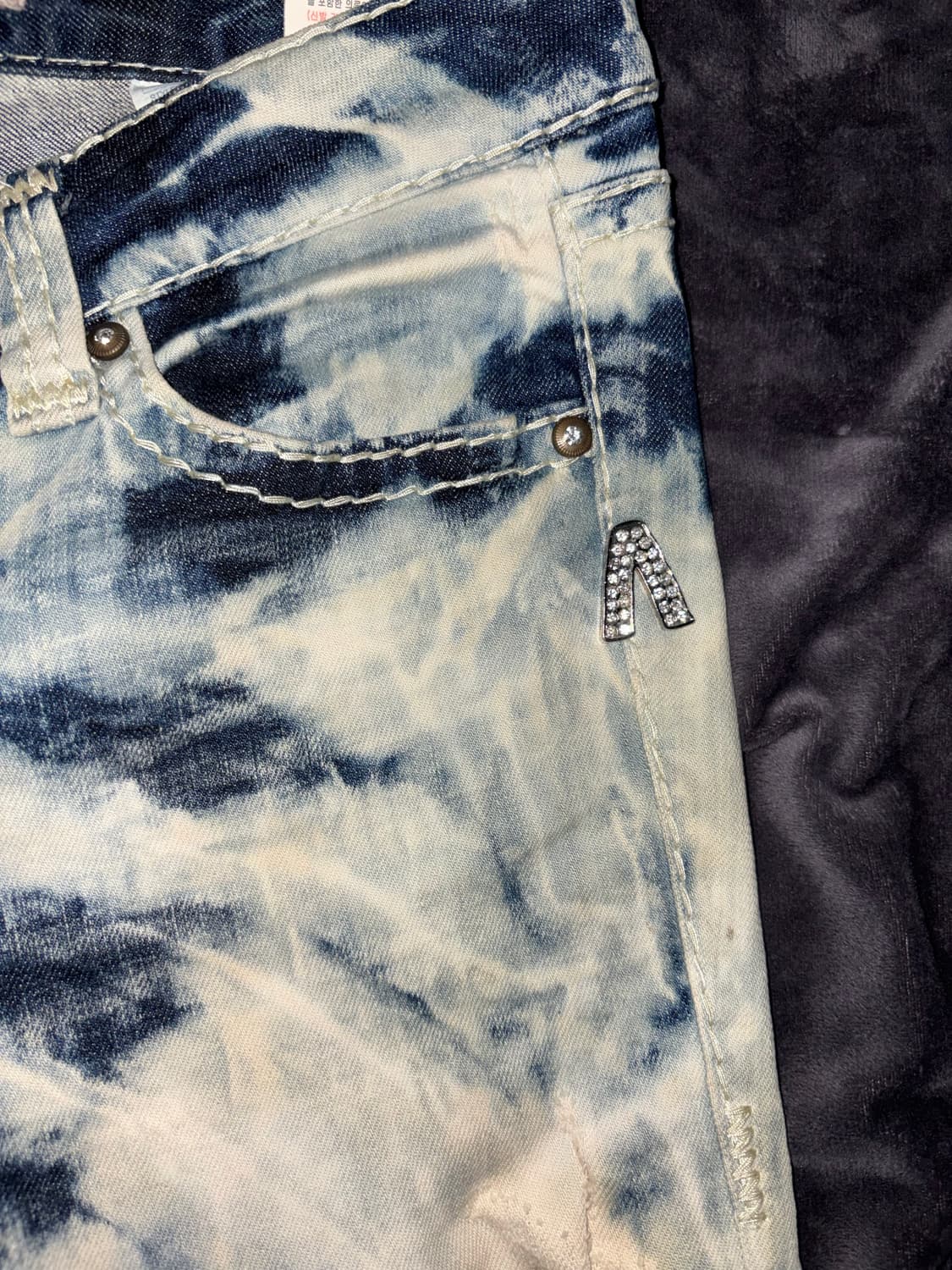 BUCKAROO y2k깔 로우 마블링 은장 고딕 빈티지 데님 디스트로이진 상품이미지5