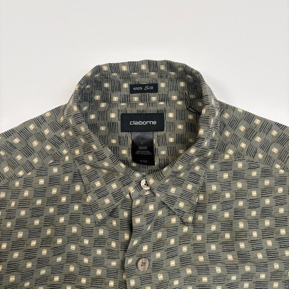 [L] CLAIBORNE Silk pattern half-shirt 상품이미지3