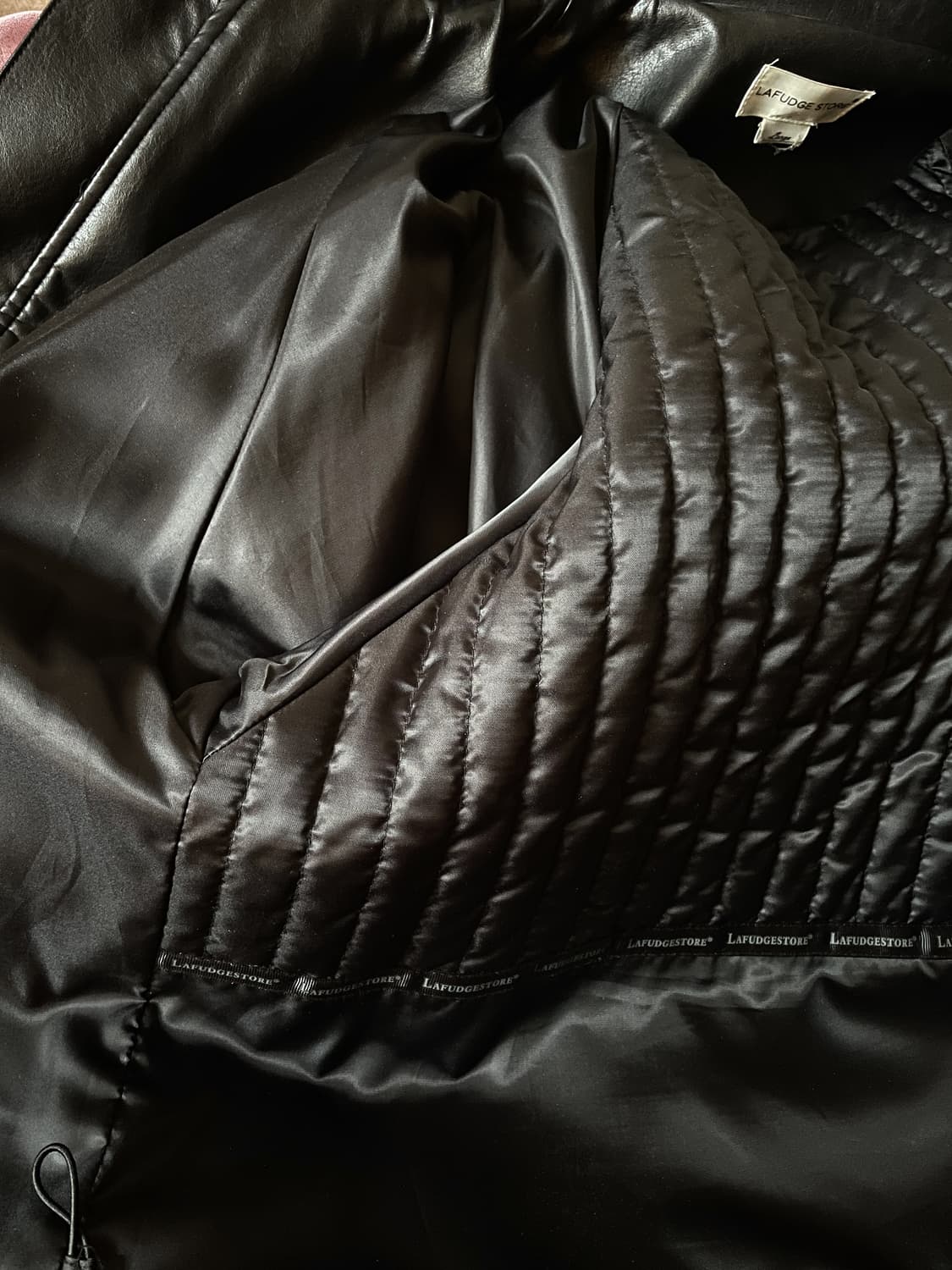 라퍼지스토어 비건레더 자켓 블랙/아이보리 L 상품이미지5