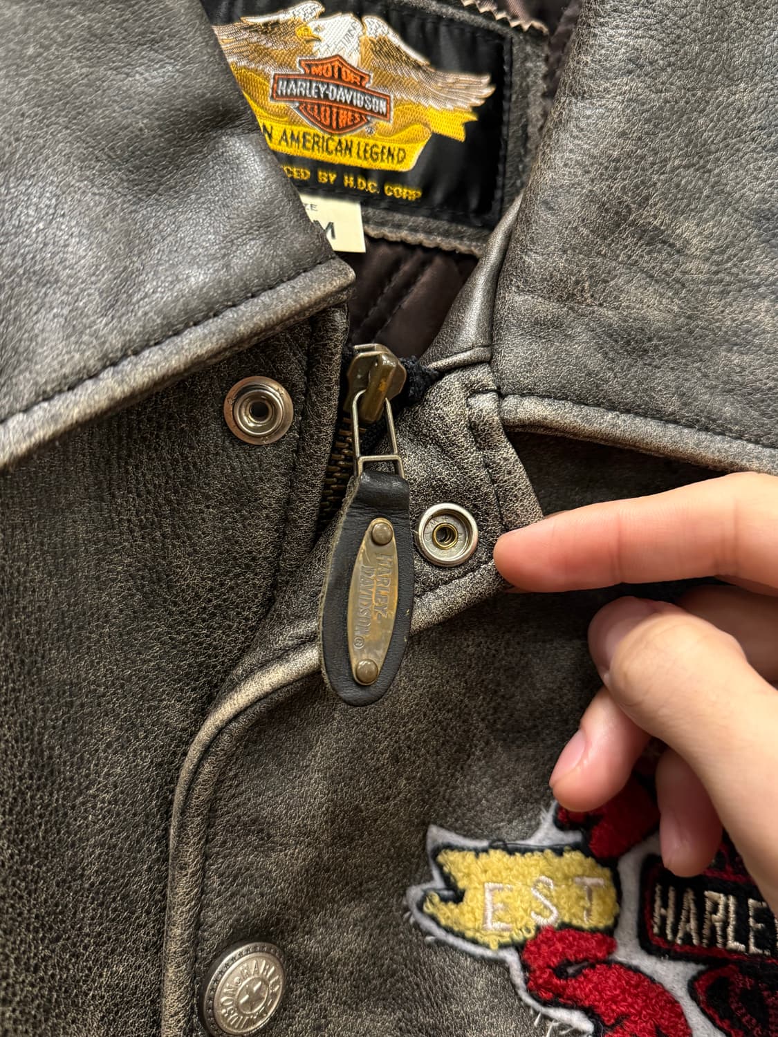 M) 90s Harley-Davidson Leather Varsity J 상품이미지4